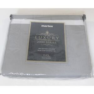 NEW Martex 2000 Series DUVET COVER + SHAMS SET UltraSoft FULL / QUEEN Gray White